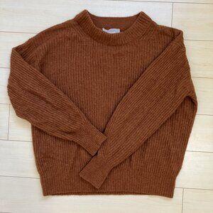 Chestnut brown alpaca sweater Cocoon crew neck small